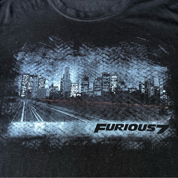 Fast & Furious 7 Movie Promo Graphic XL T Shirt Vengeance Hits Home Black Grey - Picture 1 of 10